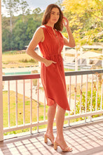 Load image into Gallery viewer, Alma Midi Rust Linen Look Zip Front Dress