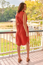 Load image into Gallery viewer, Alma Midi Rust Linen Look Zip Front Dress