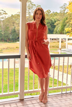 Load image into Gallery viewer, Alma Midi Rust Linen Look Zip Front Dress