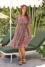 Load image into Gallery viewer, Carina Watermelon/Peach/Grey Paisley Print Short Sleeve Dress