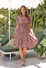 Load image into Gallery viewer, Carina Watermelon/Peach/Grey Paisley Print Short Sleeve Dress