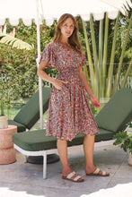 Load image into Gallery viewer, Carina Watermelon/Peach/Grey Paisley Print Short Sleeve Dress
