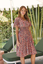 Load image into Gallery viewer, Carina Watermelon/Peach/Grey Paisley Print Short Sleeve Dress