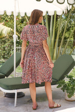 Load image into Gallery viewer, Carina Watermelon/Peach/Grey Paisley Print Short Sleeve Dress