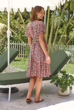 Load image into Gallery viewer, Carina Watermelon/Peach/Grey Paisley Print Short Sleeve Dress
