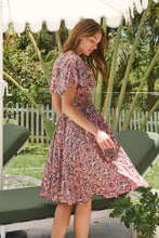 Load image into Gallery viewer, Carina Watermelon/Peach/Grey Paisley Print Short Sleeve Dress