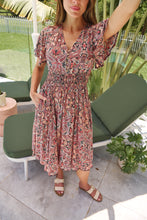 Load image into Gallery viewer, Carina Watermelon/Peach/Grey Paisley Print Short Sleeve Dress