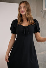 Load image into Gallery viewer, Lulu Tie Front Black Midi Dress