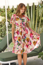 Load image into Gallery viewer, Carina Watercolour Multi Print Short Sleeve Dress