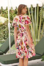 Load image into Gallery viewer, Carina Watercolour Multi Print Short Sleeve Dress