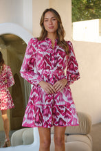 Load image into Gallery viewer, Tindara Fuchsia Printed Belted Dress