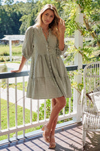 Load image into Gallery viewer, Alissa Green Gingham Print Smock Dress