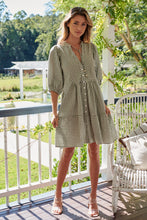 Load image into Gallery viewer, Alissa Green Gingham Print Smock Dress