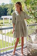 Load image into Gallery viewer, Alissa Green Gingham Print Smock Dress