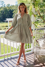 Load image into Gallery viewer, Alissa Green Gingham Print Smock Dress