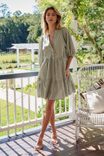 Load image into Gallery viewer, Alissa Green Gingham Print Smock Dress