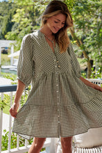 Load image into Gallery viewer, Alissa Green Gingham Print Smock Dress