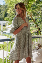 Load image into Gallery viewer, Alissa Green Gingham Print Smock Dress