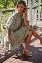 Load image into Gallery viewer, Alissa Green Gingham Print Smock Dress