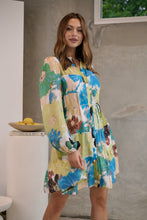Load image into Gallery viewer, Ashlynn Blue/Lime Smock Tie Waist Dress