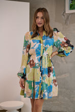 Load image into Gallery viewer, Ashlynn Blue/Lime Smock Tie Waist Dress