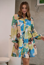 Load image into Gallery viewer, Ashlynn Blue/Lime Smock Tie Waist Dress