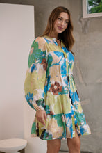 Load image into Gallery viewer, Ashlynn Blue/Lime Smock Tie Waist Dress