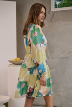 Load image into Gallery viewer, Ashlynn Blue/Lime Smock Tie Waist Dress