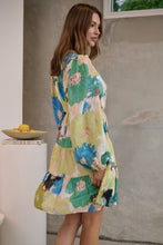 Load image into Gallery viewer, Ashlynn Blue/Lime Smock Tie Waist Dress