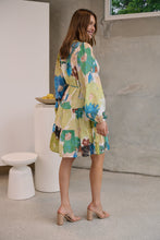Load image into Gallery viewer, Ashlynn Blue/Lime Smock Tie Waist Dress