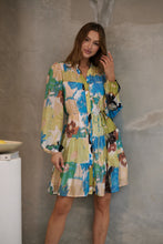 Load image into Gallery viewer, Ashlynn Blue/Lime Smock Tie Waist Dress
