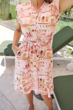 Load image into Gallery viewer, Maggie Blush/Peach Miami Print Midi Dress