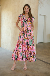Augustina Pink Honolulu Print Dress