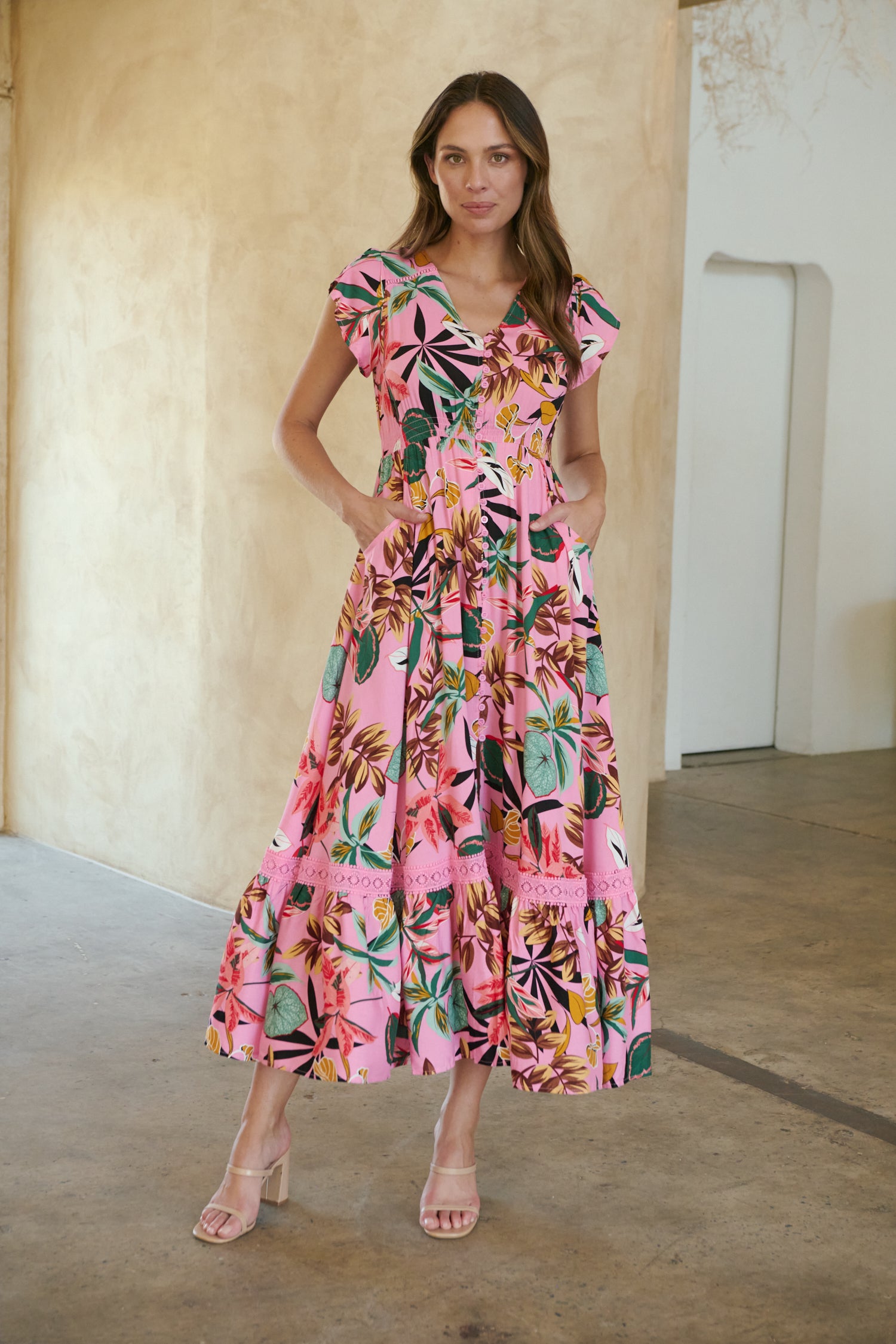 Augustina Pink Honolulu Print Dress