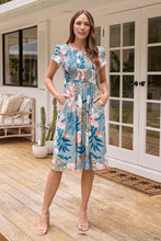 Load image into Gallery viewer, Tonya Sage Floral Print Shirred Midi Dress