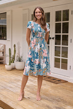 Load image into Gallery viewer, Tonya Sage Floral Print Shirred Midi Dress