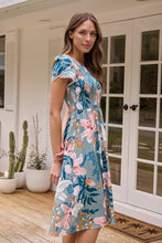 Load image into Gallery viewer, Tonya Sage Floral Print Shirred Midi Dress