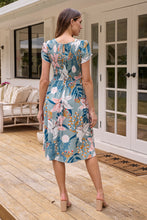Load image into Gallery viewer, Tonya Sage Floral Print Shirred Midi Dress