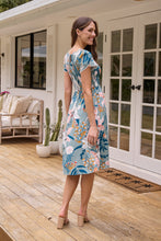 Load image into Gallery viewer, Tonya Sage Floral Print Shirred Midi Dress