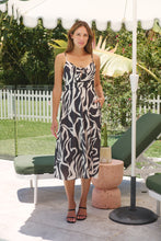 Load image into Gallery viewer, Erena Black/Beige Print Singlet Tie Front Dress