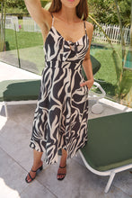 Load image into Gallery viewer, Erena Black/Beige Print Singlet Tie Front Dress