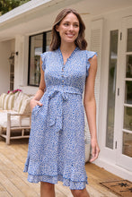Load image into Gallery viewer, Maggie Sky blue/White Floral Midi Dress