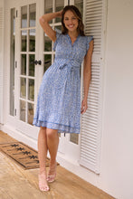 Load image into Gallery viewer, Maggie Sky blue/White Floral Midi Dress