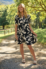 Load image into Gallery viewer, Rosie Black/Cream Bold Print Smock Dress