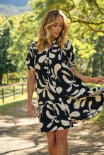 Load image into Gallery viewer, Rosie Black/Cream Bold Print Smock Dress