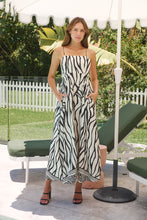 Load image into Gallery viewer, Andrea Faux Linen Black White Print Singlet Maxi Dress