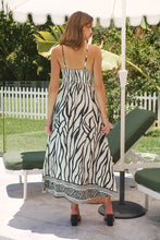 Load image into Gallery viewer, Andrea Faux Linen Black White Print Singlet Maxi Dress