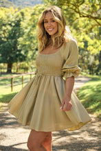 Load image into Gallery viewer, Rylee Olive Long Sleeve Shirred Dress