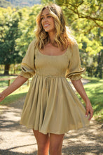 Load image into Gallery viewer, Rylee Olive Long Sleeve Shirred Dress
