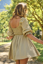 Load image into Gallery viewer, Rylee Olive Long Sleeve Shirred Dress